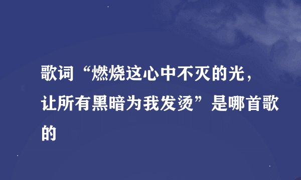 歌词“燃烧这心中不灭的光，让所有黑暗为我发烫”是哪首歌的