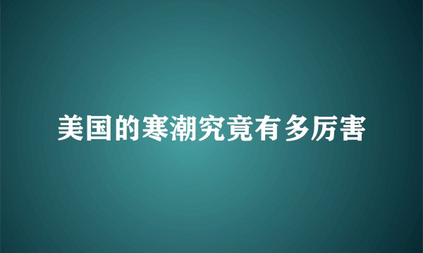 美国的寒潮究竟有多厉害