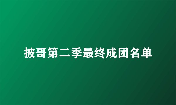 披哥第二季最终成团名单