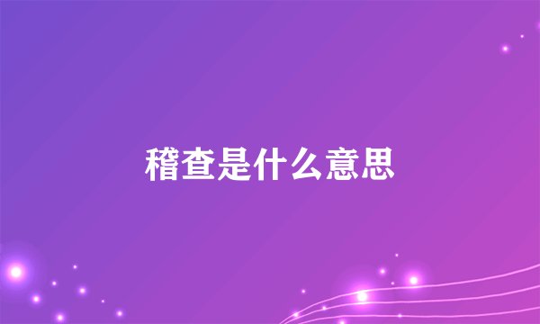 稽查是什么意思