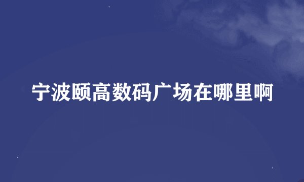 宁波颐高数码广场在哪里啊