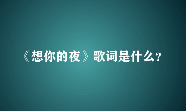 《想你的夜》歌词是什么？