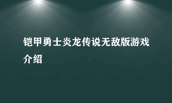 铠甲勇士炎龙传说无敌版游戏介绍