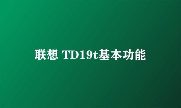 联想 TD19t基本功能
