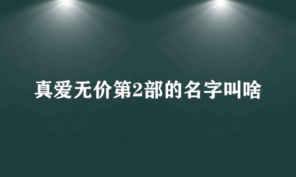 真爱无价第2部的名字叫啥