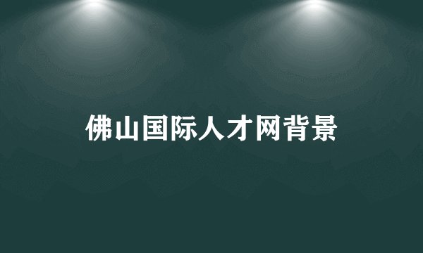 佛山国际人才网背景