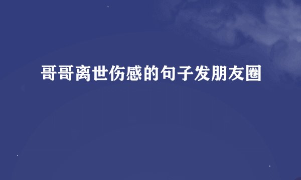 哥哥离世伤感的句子发朋友圈