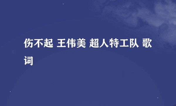 伤不起 王伟美 超人特工队 歌词
