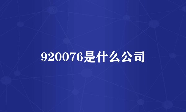 920076是什么公司
