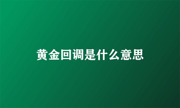 黄金回调是什么意思