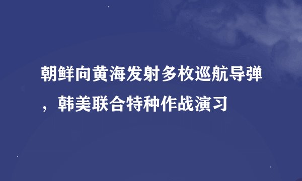 朝鲜向黄海发射多枚巡航导弹，韩美联合特种作战演习