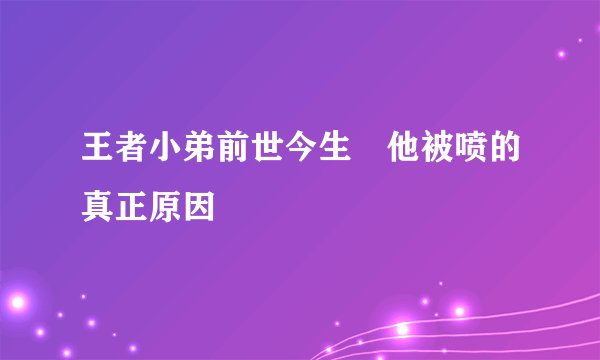 王者小弟前世今生 他被喷的真正原因