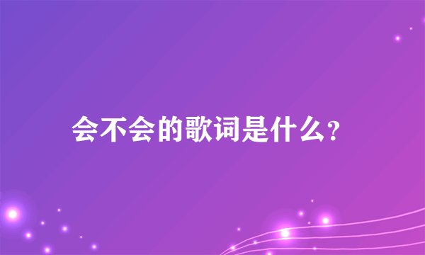 会不会的歌词是什么？