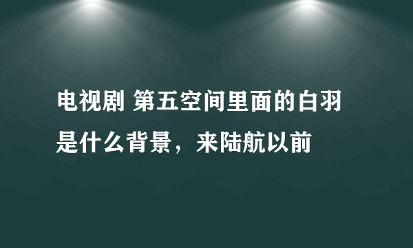 电视剧 第五空间里面的白羽是什么背景，来陆航以前