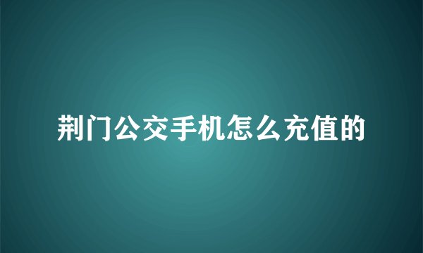 荆门公交手机怎么充值的