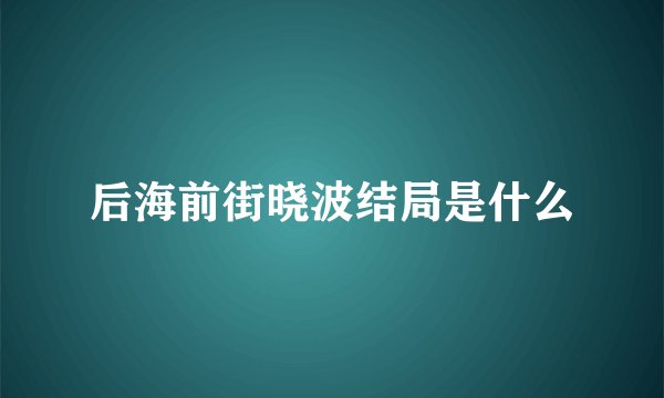 后海前街晓波结局是什么