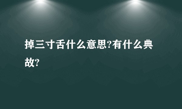 掉三寸舌什么意思?有什么典故?