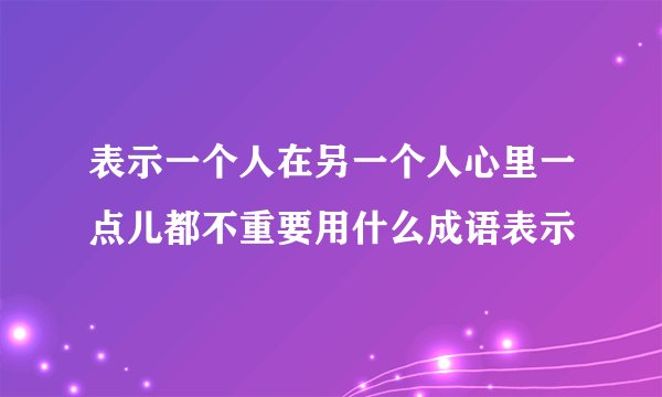 表示一个人在另一个人心里一点儿都不重要用什么成语表示