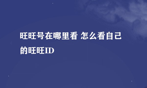 旺旺号在哪里看 怎么看自己的旺旺ID