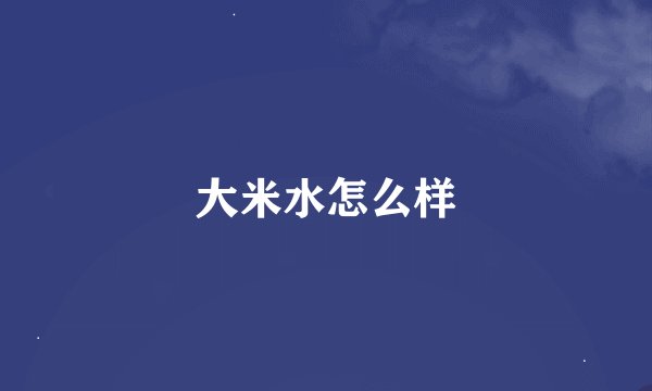 大米水怎么样