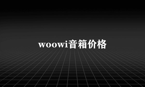woowi音箱价格