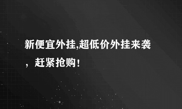 新便宜外挂,超低价外挂来袭，赶紧抢购！
