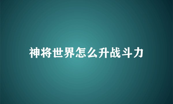 神将世界怎么升战斗力