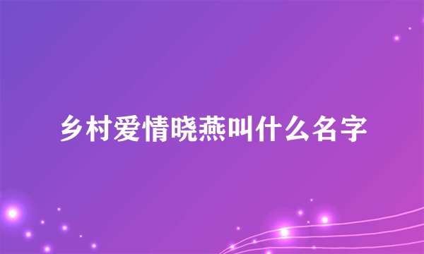 乡村爱情晓燕叫什么名字