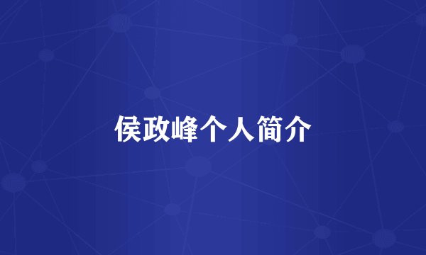 侯政峰个人简介