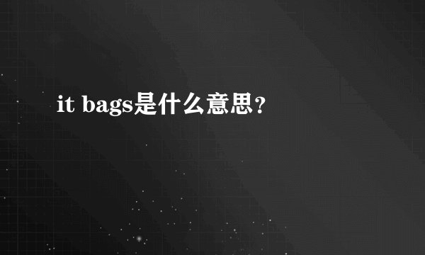 it bags是什么意思？