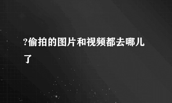 ?偷拍的图片和视频都去哪儿了
