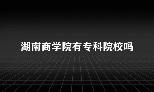 湖南商学院有专科院校吗