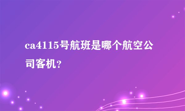 ca4115号航班是哪个航空公司客机？