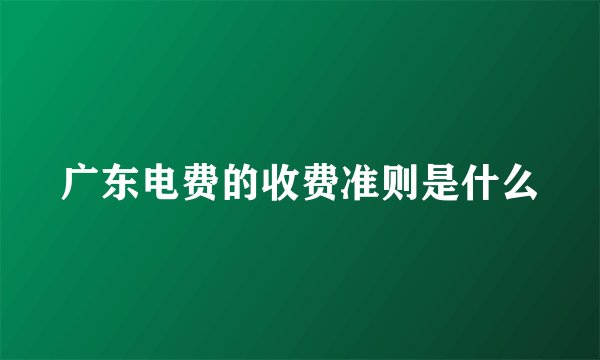 广东电费的收费准则是什么