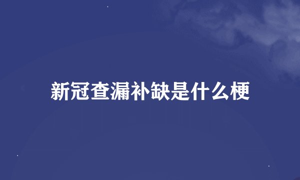 新冠查漏补缺是什么梗