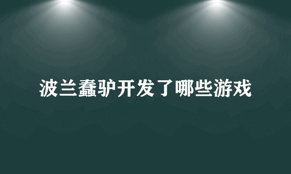 波兰蠢驴开发了哪些游戏