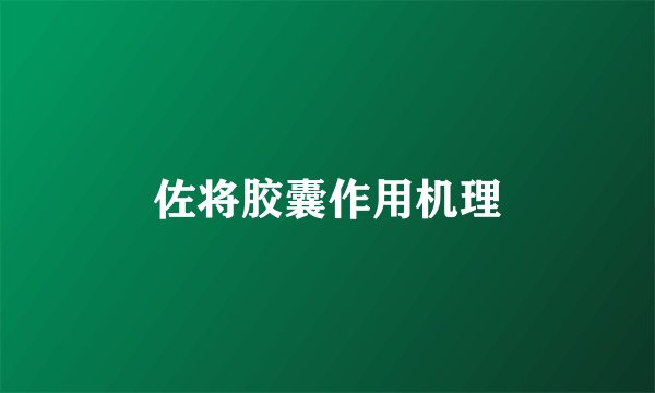 佐将胶囊作用机理