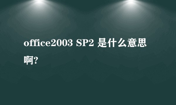 office2003 SP2 是什么意思啊?