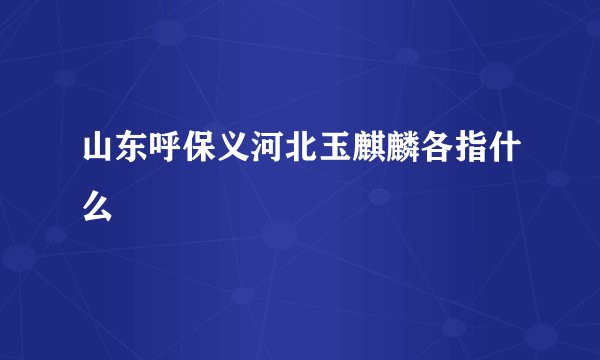 山东呼保义河北玉麒麟各指什么