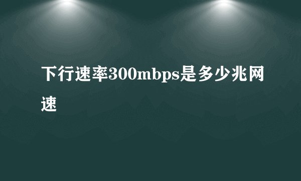 下行速率300mbps是多少兆网速