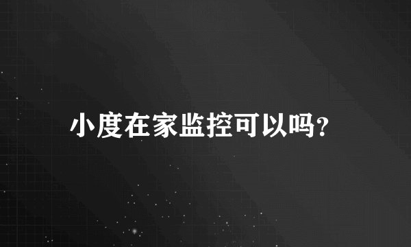 小度在家监控可以吗？
