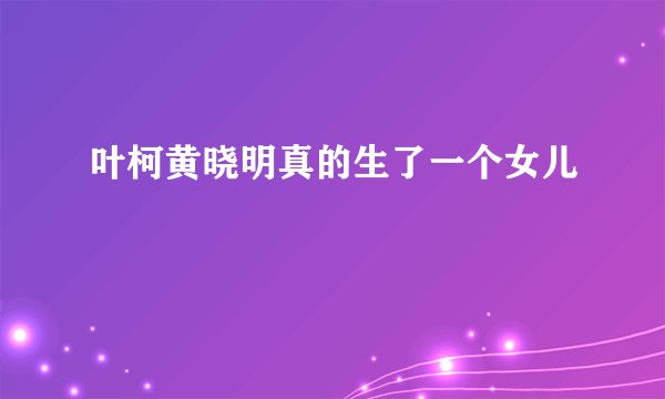叶柯黄晓明真的生了一个女儿