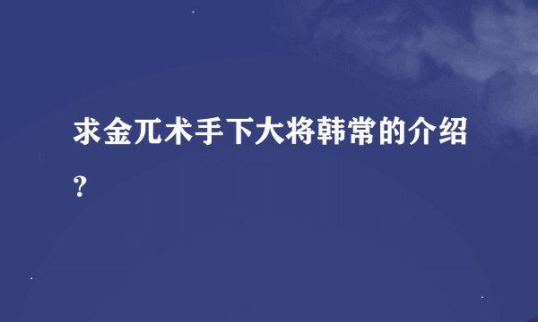 求金兀术手下大将韩常的介绍？