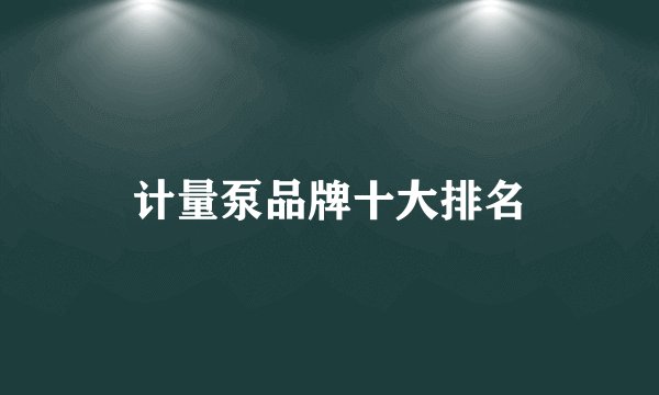 计量泵品牌十大排名