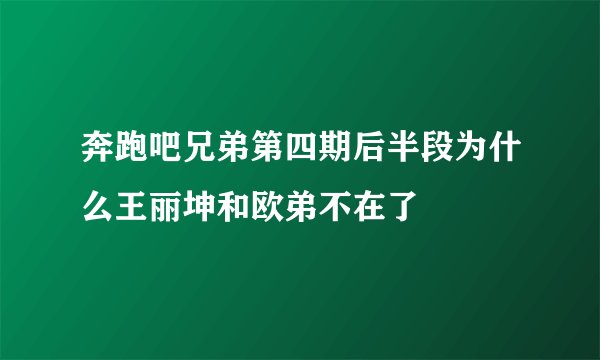 奔跑吧兄弟第四期后半段为什么王丽坤和欧弟不在了