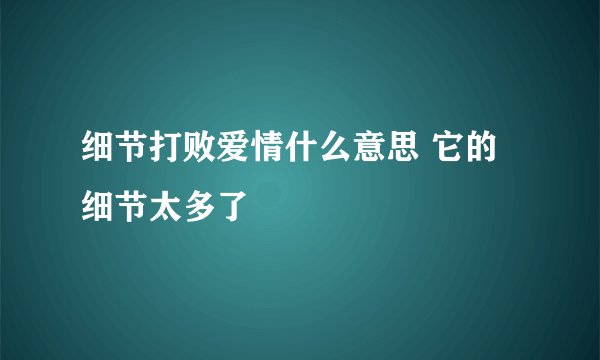 细节打败爱情什么意思 它的细节太多了