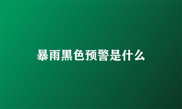 暴雨黑色预警是什么
