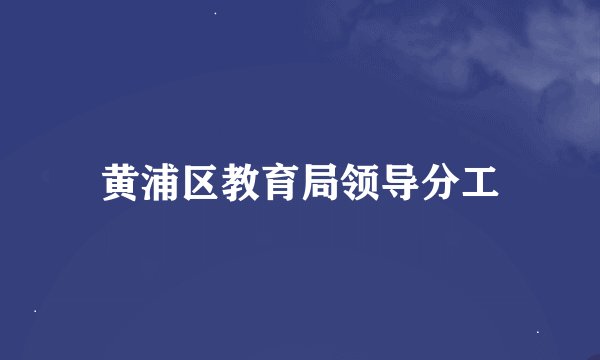 黄浦区教育局领导分工