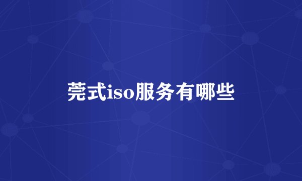 莞式iso服务有哪些