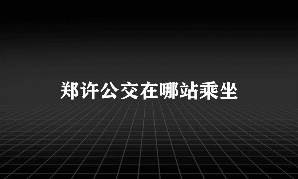 郑许公交在哪站乘坐